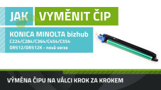 Jak vyměnit čip na válci Konica Minolta DR512 DR512K, bizhub C224/C284/C364/C454/C554