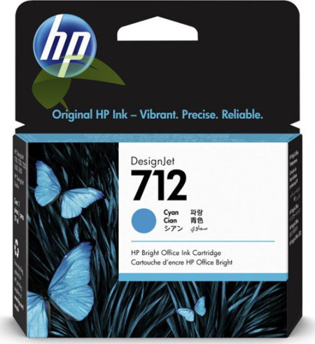 HP 3ED67A, HP 712 originální náplň cyan, DesignJet T230/T250/ T630/T650