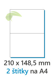 Samolepicí etikety A4 (2/A4, 210×148,5mm, 100ks)